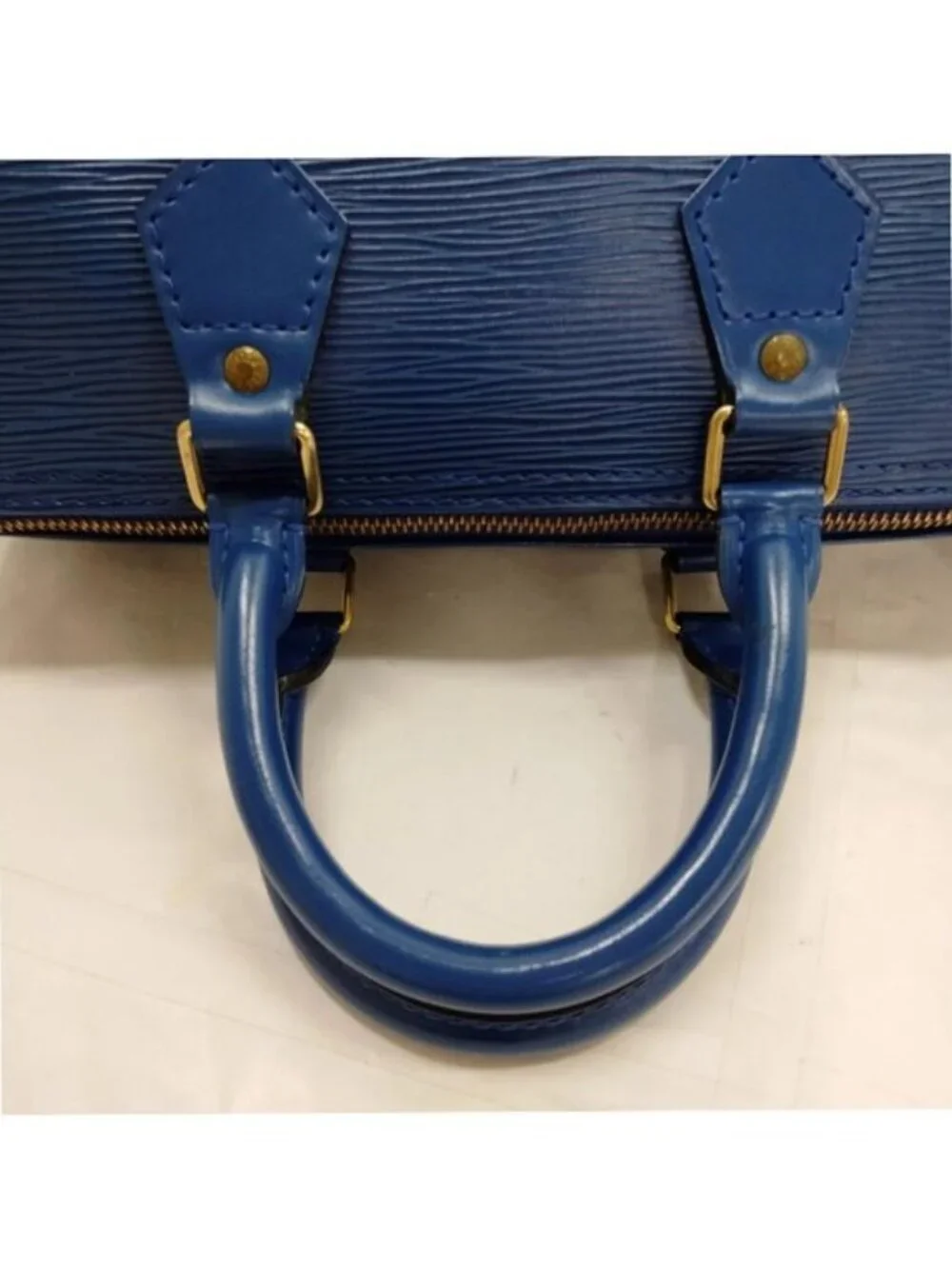 Authentic Louis Vuitton Speedy 25 Blue Epi Leather Handbag Satchel Bag